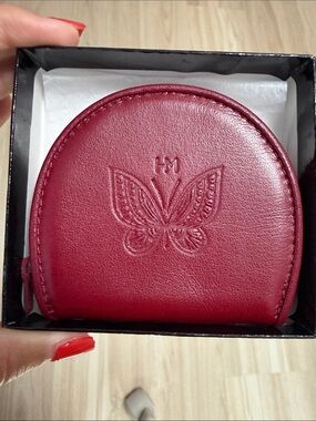 Hanae Mori Coin Purse in burgundy